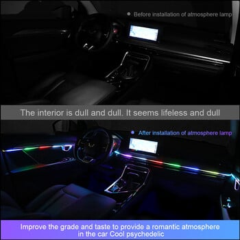 5/6 σε 1 RGB 64 Χρώμα Rainbow Symphony Car Ambient Lighting Kit Εσωτερικό Ακρυλικό LED λωρίδα φωτός διακόσμησης ατμοσφαιρικό φωτιστικό APP