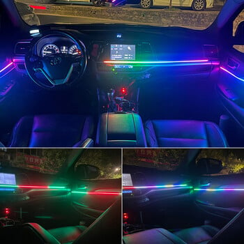 5/6 σε 1 RGB 64 Χρώμα Rainbow Symphony Car Ambient Lighting Kit Εσωτερικό Ακρυλικό LED λωρίδα φωτός διακόσμησης ατμοσφαιρικό φωτιστικό APP