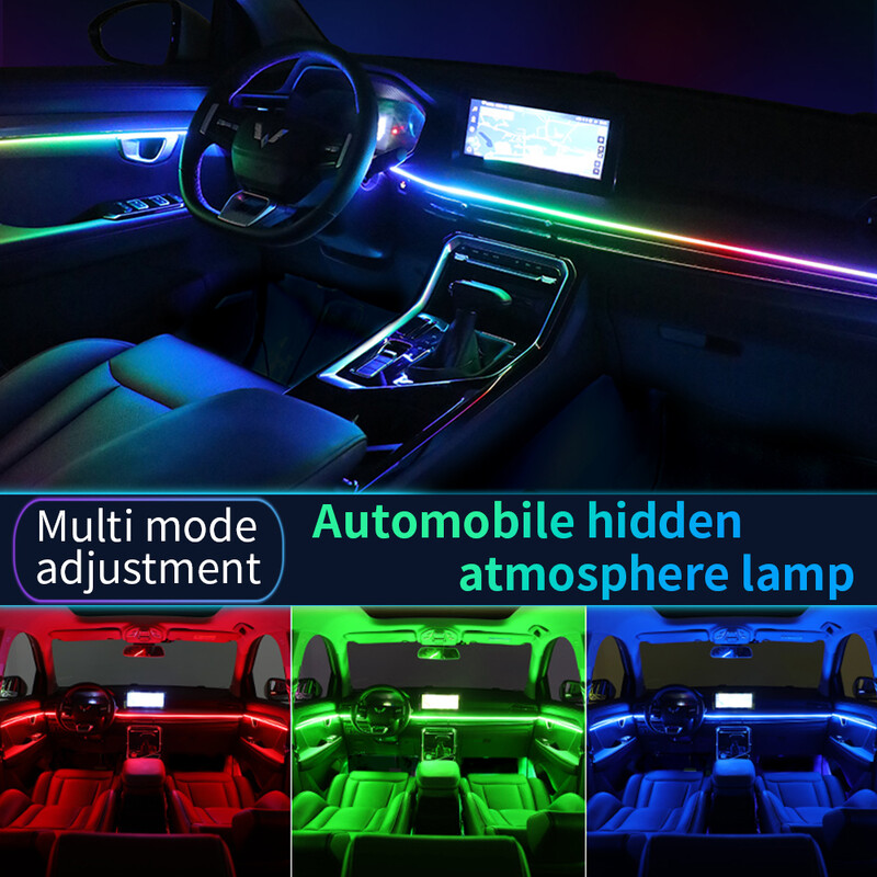 5/6 σε 1 RGB 64 Χρώμα Rainbow Symphony Car Ambient Lighting Kit Εσωτερικό Ακρυλικό LED λωρίδα φωτός διακόσμησης ατμοσφαιρικό φωτιστικό APP