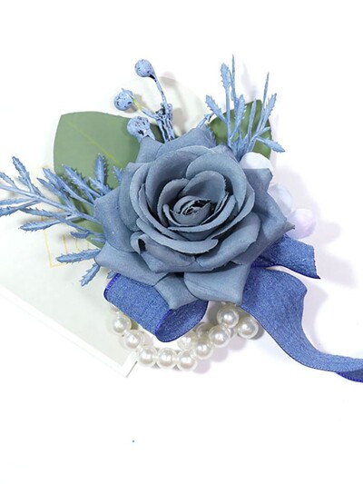 Μπουτονιέρες Σκούρο Μπλε για Γάμο Τεχνητά Λουλούδια Κορσάζ Βραχιόλι Παράνυμφοι Καρφίτσες Γαμπρού Χειροποίητες akcesoria ślubne