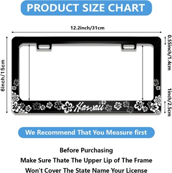 Πλαίσιο πινακίδας κυκλοφορίας λουλουδιού Hawaii Hibiscus για διακοσμητικά μέρη αυτοκινήτου Αντισκωριακό κάλυμμα πινακίδας κυκλοφορίας για Standard Us Canada 12x6 In