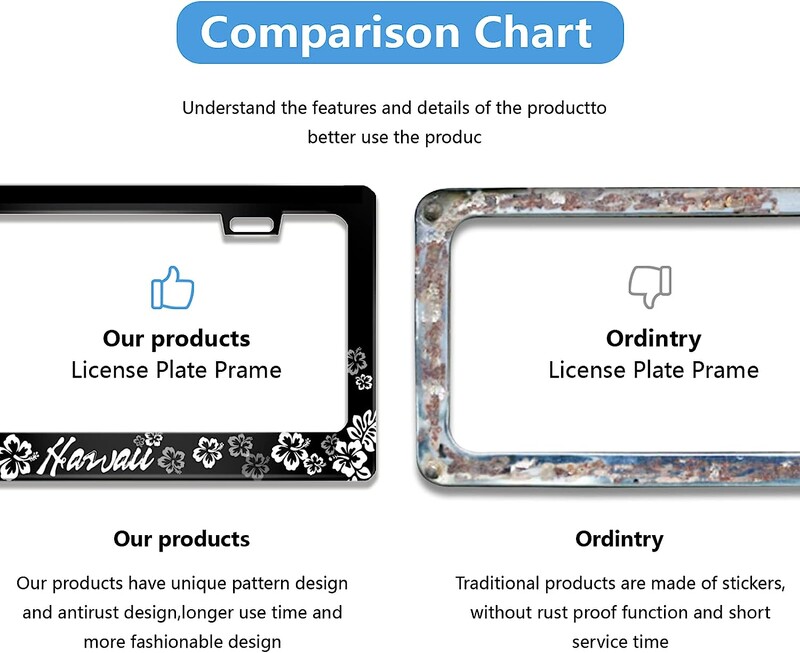 Πλαίσιο πινακίδας κυκλοφορίας λουλουδιού Hawaii Hibiscus για διακοσμητικά μέρη αυτοκινήτου Αντισκωριακό κάλυμμα πινακίδας κυκλοφορίας για Standard Us Canada 12x6 In