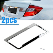 2 vnt Sidabriniai 12" x 6" Automobilių automobilių valstybinio numerio ženklo rėmo etiketės dangtelis su nemokamais užsukamais dangteliais Automobilių išorės universalūs priedai