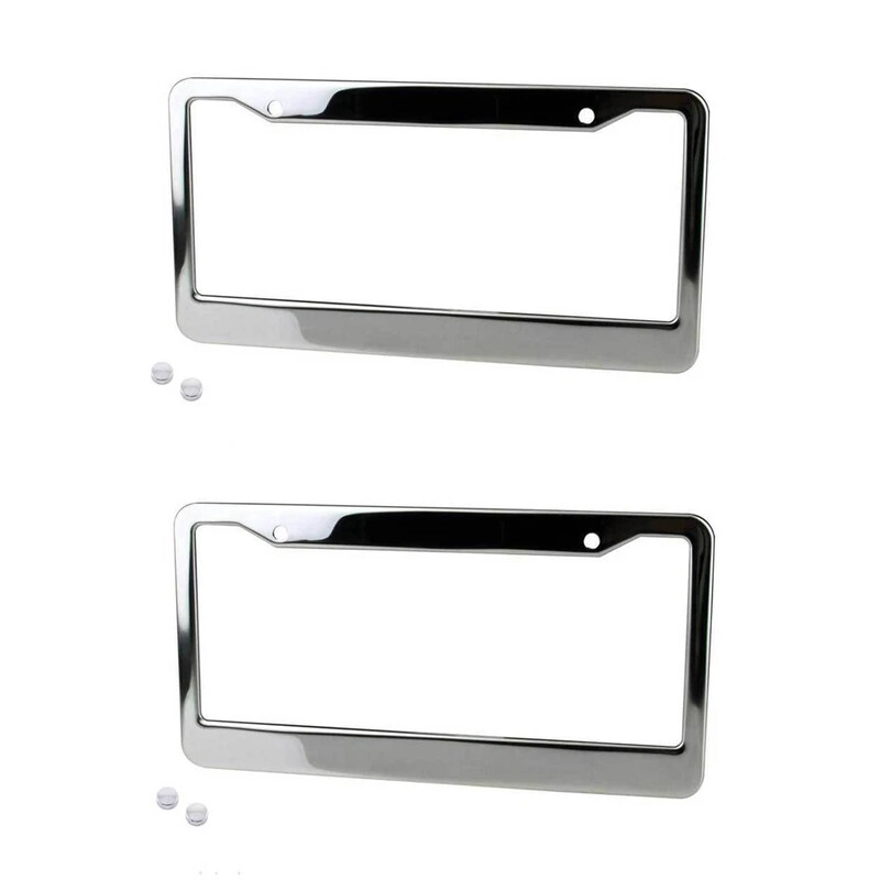 2 vnt Sidabriniai 12" x 6" Automobilių automobilių valstybinio numerio ženklo rėmo etiketės dangtelis su nemokamais užsukamais dangteliais Automobilių išorės universalūs priedai