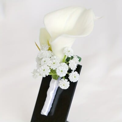 Αξεσουάρ γάμου γαμπρός νύφη κορσάζ παράνυμφος αδερφές καρπού λουλούδι συμπόσιο μπουντουάρ χέρι λουλούδι απομίμηση κάλλα κρίνος