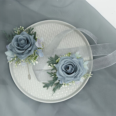 Set od 2 komada Purpurna ruža, šampanjac, vjenčani korzaž i boutonniere Set za mladenku, djeverušu, mladoženju, cvjetne dodatke