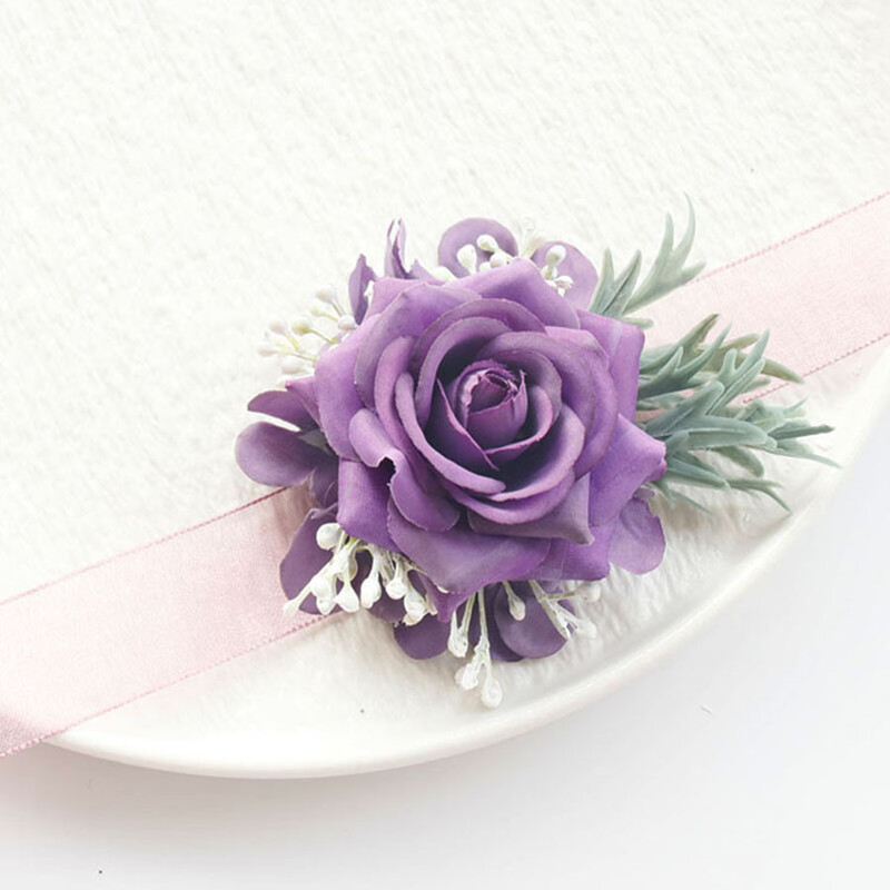 Set od 2 komada Purpurna ruža, šampanjac, vjenčani korzaž i boutonniere Set za mladenku, djeverušu, mladoženju, cvjetne dodatke