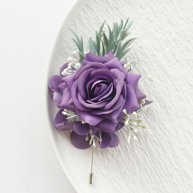 Set od 2 komada Purpurna ruža, šampanjac, vjenčani korzaž i boutonniere Set za mladenku, djeverušu, mladoženju, cvjetne dodatke
