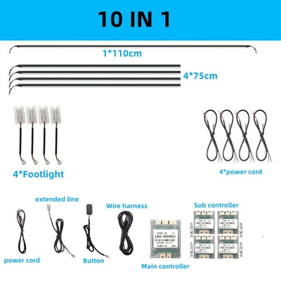 Lumină ambientală LED universală 18 în 1 cu zonă duală pentru mașină RGB 64 de culori Bandă acrilică interioară pentru iluminare din spate Ghid pentru decorare Lampă de atmosferă