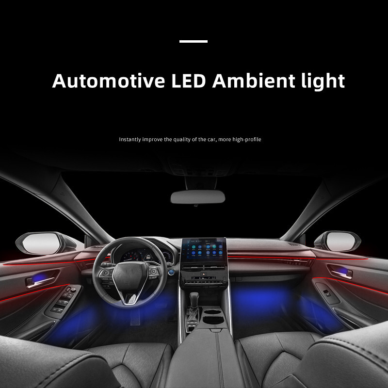 Lumină ambientală LED universală 18 în 1 cu zonă duală pentru mașină RGB 64 de culori Bandă acrilică interioară pentru iluminare din spate Ghid pentru decorare Lampă de atmosferă