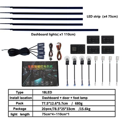 18 IN 1 6IN 1 Symphony Strip RBG 64 Color Acrylic Guide Fiber strip Car Ambient Interior Διακοσμητικό φωτιστικό ατμόσφαιρας Λωρίδα LED