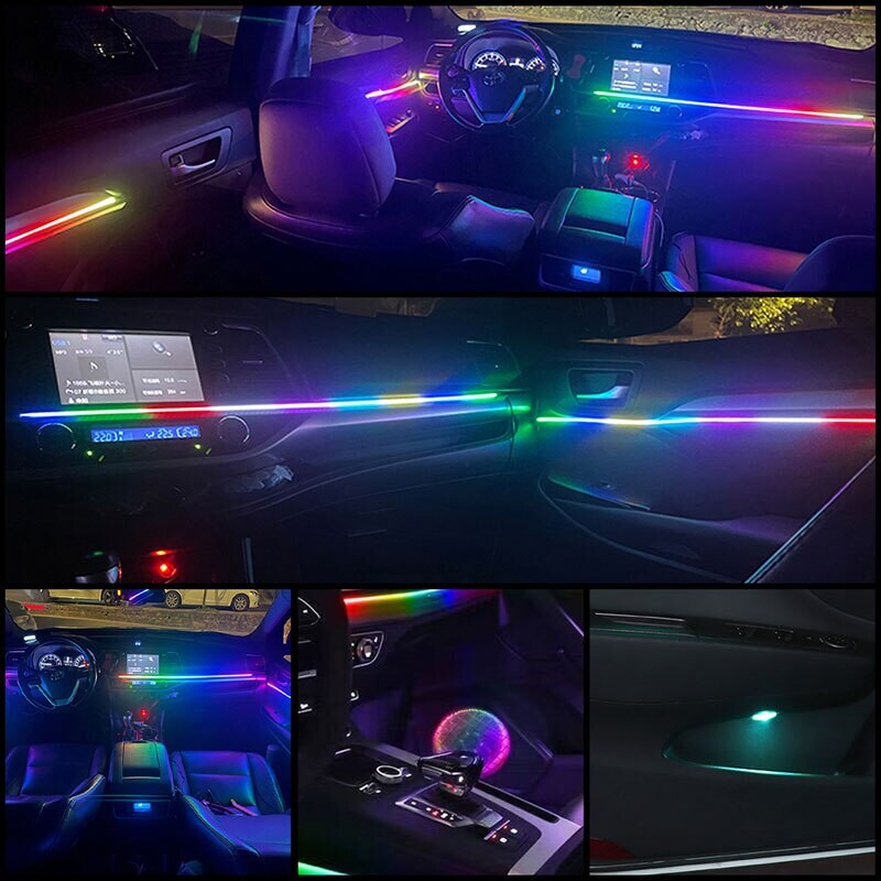 18 IN 1 6IN 1 Symphony Strip RBG 64 Color Acrylic Guide Fiber strip Car Ambient Interior Διακοσμητικό φωτιστικό ατμόσφαιρας Λωρίδα LED