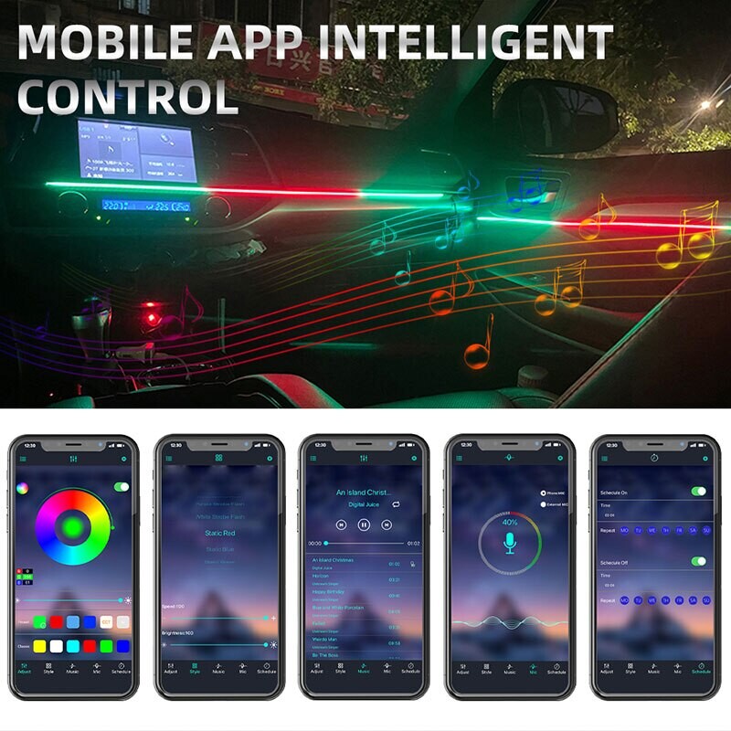 18 IN 1 6IN 1 Symphony Strip RBG 64 Color Acrylic Guide Fiber strip Car Ambient Interior Διακοσμητικό φωτιστικό ατμόσφαιρας Λωρίδα LED