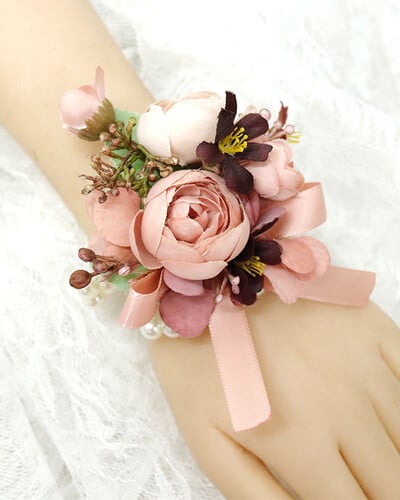 Μπουτονιέρες γάμου ανάμεικτα κόκκινα λουλούδια για γαμπρό με κορδέλα Μεταξωτό τριαντάφυλλο Επετειακός παράνυμφος κορσάζ Botonier καρπού boda hombre