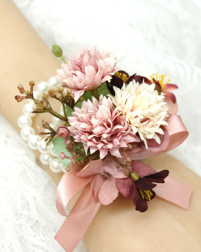 Μπουτονιέρες γάμου ανάμεικτα κόκκινα λουλούδια για γαμπρό με κορδέλα Μεταξωτό τριαντάφυλλο Επετειακός παράνυμφος κορσάζ Botonier καρπού boda hombre