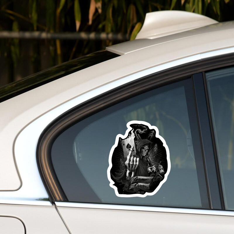Skull fun spades A igraća karta naljepnica naljepnica automobila igra end reflektirajuća vodootporna naljepnica