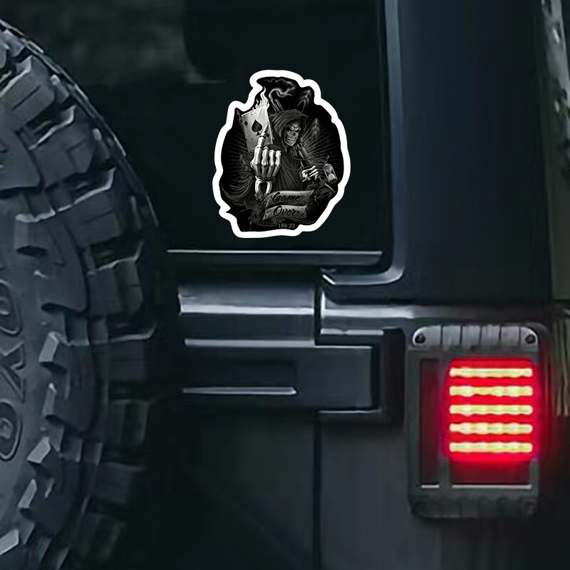 Skull fun spades A igraća karta naljepnica naljepnica automobila igra end reflektirajuća vodootporna naljepnica
