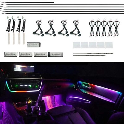 6 σε 1 18 σε 1 64 Έγχρωμο RGB Symphony Car Ambient Εσωτερικό LED Ακρυλικό Οδηγός οπτικών ινών γενικής διακόσμησης Φώτα ατμόσφαιρας