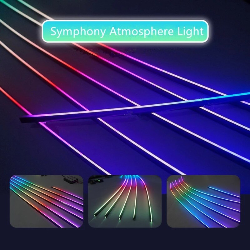 6 u 1 18 u 1 64 boje RGB Symphony Ambijentalna unutrašnjost automobila LED akrilna vodilica Optička univerzalna ukrasna svjetla za atmosferu