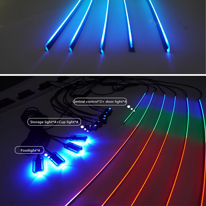 6 u 1 18 u 1 64 boje RGB Symphony Ambijentalna unutrašnjost automobila LED akrilna vodilica Optička univerzalna ukrasna svjetla za atmosferu