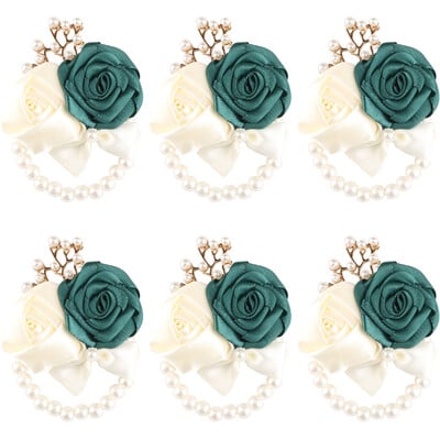 Set de corset și butoniere de nuntă „Premium” de lux, verde închis, cu trandafiri, pentru mire și invitați - perfect pentru nunți și baluri