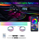 110 CM + 110 CM Led pentru mașină Symphony RGB Benzi de lumină ambientală Consolă Lampă de neon acrilic ascunsă Decorare automată Lampă de atmosferă Cablu USB