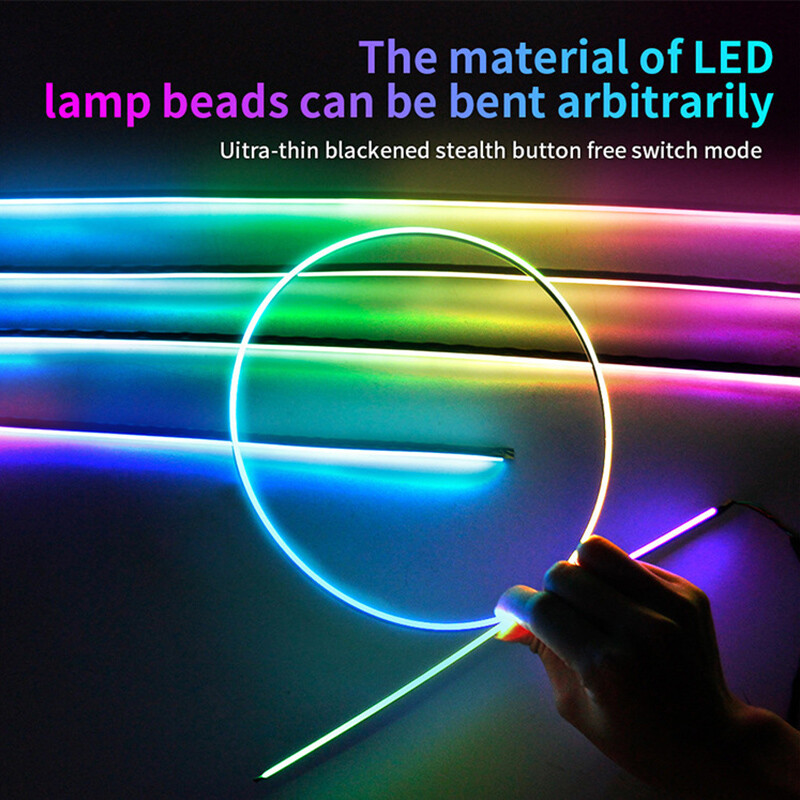 110 CM + 110 CM Led pentru mașină Symphony RGB Benzi de lumină ambientală Consolă Lampă de neon acrilic ascunsă Decorare automată Lampă de atmosferă Cablu USB