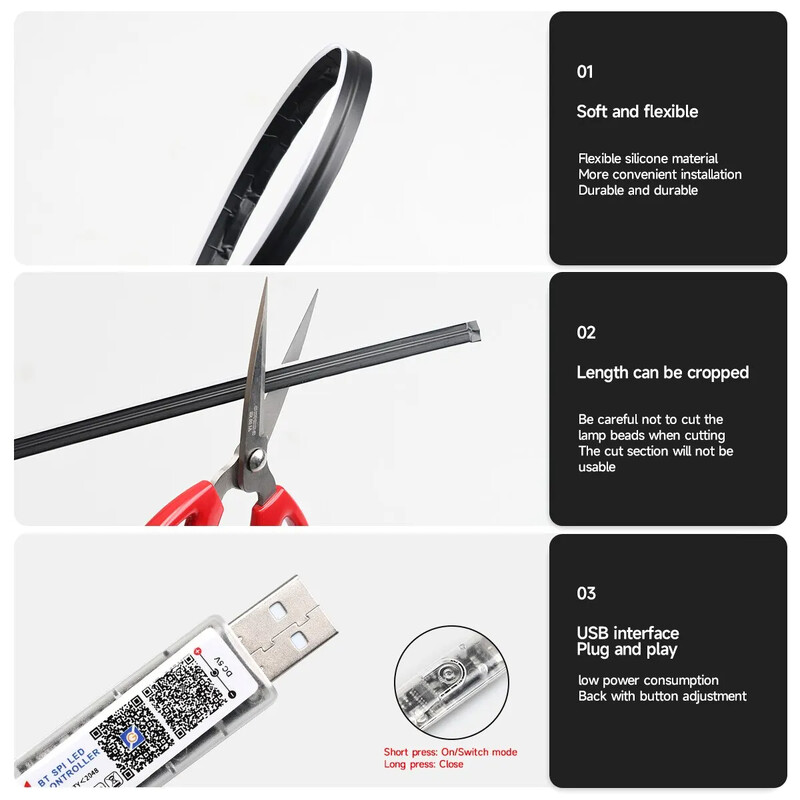 110 CM + 110 CM Led pentru mașină Symphony RGB Benzi de lumină ambientală Consolă Lampă de neon acrilic ascunsă Decorare automată Lampă de atmosferă Cablu USB