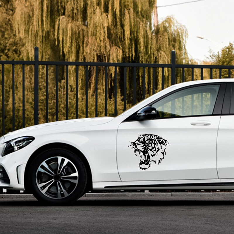 Reflektirajuće naljepnice za automobile Tigrova glava Hauba automobila i motocikla Bočne naljepnice za automobil Steller crno/bijelo/laser
