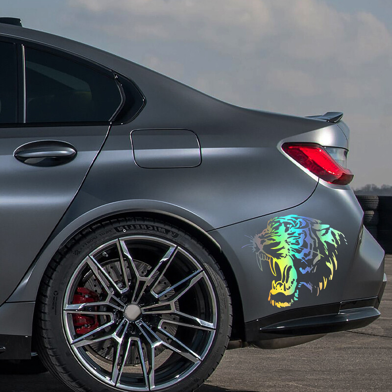 Reflektirajuće naljepnice za automobile Tigrova glava Hauba automobila i motocikla Bočne naljepnice za automobil Steller crno/bijelo/laser