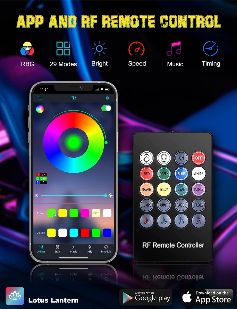 Lumini ambientale interioare cu LED neon pentru mașină, bandă RGB cu fibră optică de 315 inchi, aplicație USB, control sunet de la distanță, lampă decorativă pentru atmosferă automată