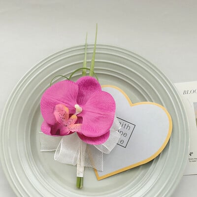 Προμήθειες γάμου με μπουτονιέρα και κορσάζ στον καρπό Phalaenopsis Simulation Λουλούδι Επαγγελματική Γιορτή Έναρξης Επισκέπτες 530