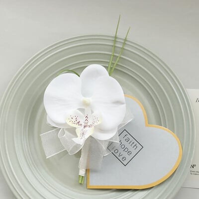 Προμήθειες γάμου με μπουτονιέρα και κορσάζ στον καρπό Phalaenopsis Simulation Λουλούδι Επαγγελματική Γιορτή Έναρξης Επισκέπτες 530