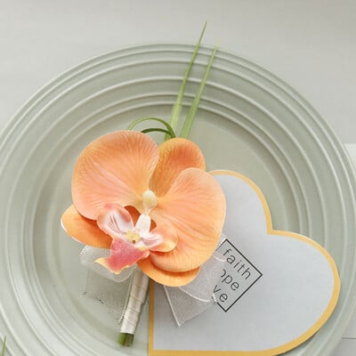 Προμήθειες γάμου με μπουτονιέρα και κορσάζ στον καρπό Phalaenopsis Simulation Λουλούδι Επαγγελματική Γιορτή Έναρξης Επισκέπτες 530