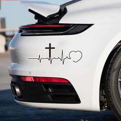 Χριστιανικός Σταυρός Heartbeat Decal Vinyl Αυτοκόλλητο Φορητός Επιτοίχιας Αυτοκινήτου Αυτοκινήτου