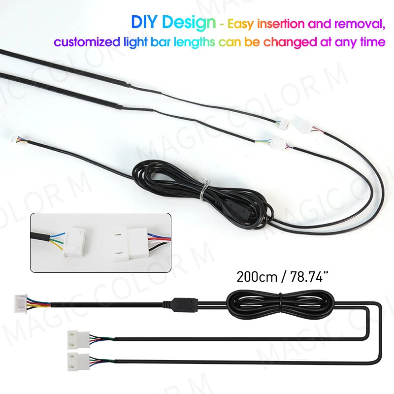 Vgetting For Tesla Model 3 YSX Ambient Lights 60s Module 2-in-1 Symphony Universal Car LED RGB Atmosphere Lamp USB APP Remote