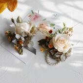 Vintage Rose Flowers Boutonnieres Wrist Corsage Bridesmaid Wedding Accessories бутоньерки на свадьбу