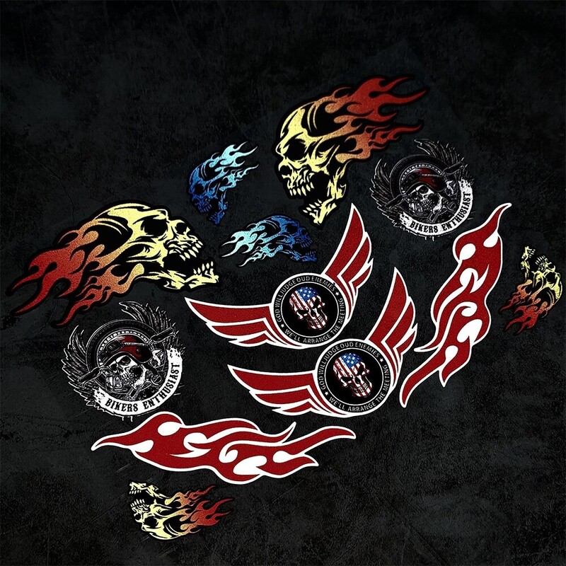 Autocolante pentru corp cu craniu pentru motociclete Autocolante cu foc fantomă pentru mașină electrică Autocolante reflectorizante cu personalitate creativă