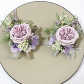 Μωβ τριαντάφυλλο μπουτονιέρα γάμου Τεχνητό λουλούδι κορσάζ βραχιόλι παράνυμφος λουλούδια ανδρική φόρμα γαμπρού Αξεσουάρ μπροσού