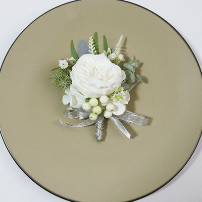 Μωβ τριαντάφυλλο μπουτονιέρα γάμου Τεχνητό λουλούδι κορσάζ βραχιόλι παράνυμφος λουλούδια ανδρική φόρμα γαμπρού Αξεσουάρ μπροσού