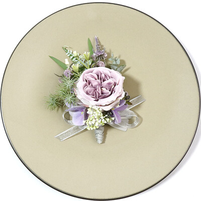 Μωβ τριαντάφυλλο μπουτονιέρα γάμου Τεχνητό λουλούδι κορσάζ βραχιόλι παράνυμφος λουλούδια ανδρική φόρμα γαμπρού Αξεσουάρ μπροσού