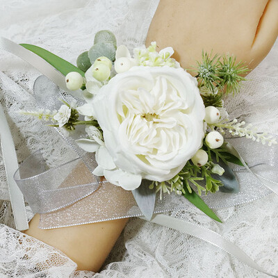 Μωβ τριαντάφυλλο μπουτονιέρα γάμου Τεχνητό λουλούδι κορσάζ βραχιόλι παράνυμφος λουλούδια ανδρική φόρμα γαμπρού Αξεσουάρ μπροσού