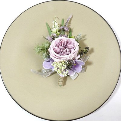 Μωβ τριαντάφυλλο μπουτονιέρα γάμου Τεχνητό λουλούδι κορσάζ βραχιόλι παράνυμφος λουλούδια ανδρική φόρμα γαμπρού Αξεσουάρ μπροσού