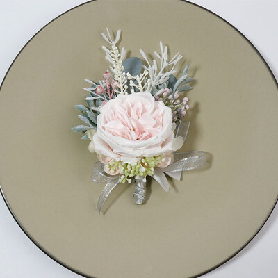 Μωβ τριαντάφυλλο μπουτονιέρα γάμου Τεχνητό λουλούδι κορσάζ βραχιόλι παράνυμφος λουλούδια ανδρική φόρμα γαμπρού Αξεσουάρ μπροσού