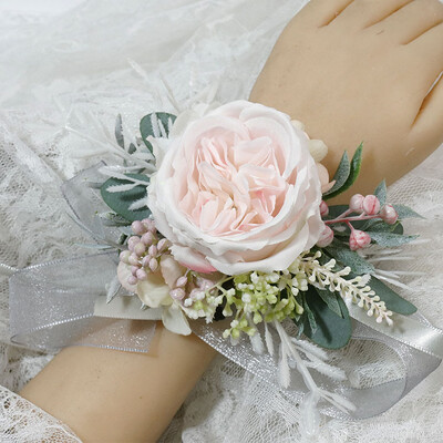 Μωβ τριαντάφυλλο μπουτονιέρα γάμου Τεχνητό λουλούδι κορσάζ βραχιόλι παράνυμφος λουλούδια ανδρική φόρμα γαμπρού Αξεσουάρ μπροσού