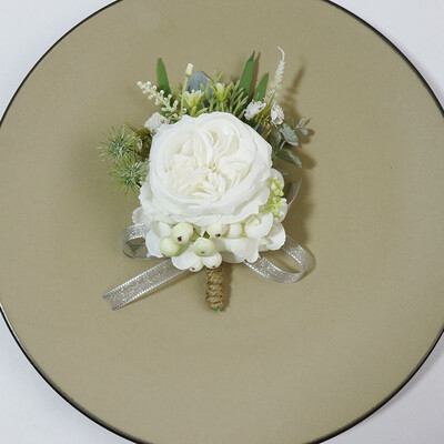 Μωβ τριαντάφυλλο μπουτονιέρα γάμου Τεχνητό λουλούδι κορσάζ βραχιόλι παράνυμφος λουλούδια ανδρική φόρμα γαμπρού Αξεσουάρ μπροσού