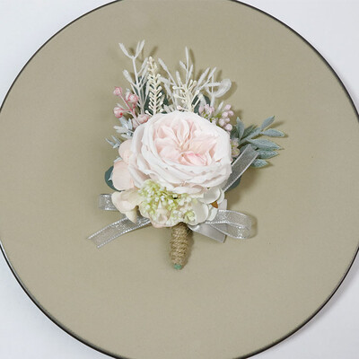 Μωβ τριαντάφυλλο μπουτονιέρα γάμου Τεχνητό λουλούδι κορσάζ βραχιόλι παράνυμφος λουλούδια ανδρική φόρμα γαμπρού Αξεσουάρ μπροσού