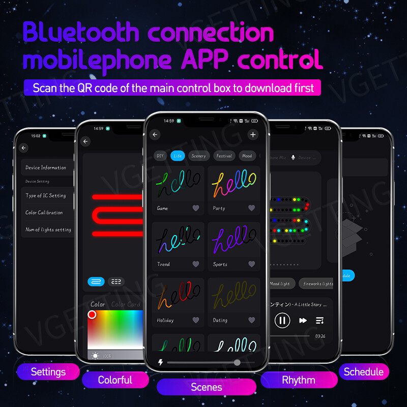 Vgetting For Tesla Car Ambient Lights USB LED Εσωτερικό RGB Symphony Atmosphere Lamp APP Τηλεχειριστήριο ελέγχου για μοντέλα αυτοκινήτων Universal