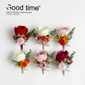 GT Silk Corsages Μπουτονιέρες Στολισμός Γάμου Γάμος Τριαντάφυλλο Καρπό Καρφίτσα Κορσάζ Μπουτονιέρα Λουλούδια για καλεσμένους ρετρό στυλ