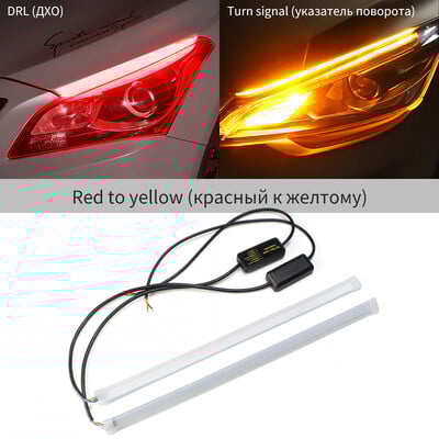 2 ΤΕΜ 30 CM 60 CM Κόκκινο κίτρινο Switchback Ευέλικτη λωρίδα LED DRL Φως πορείας ημέρας Προβολείς μοτοσικλέτας Εφεδρικά πίσω φώτα φρένων